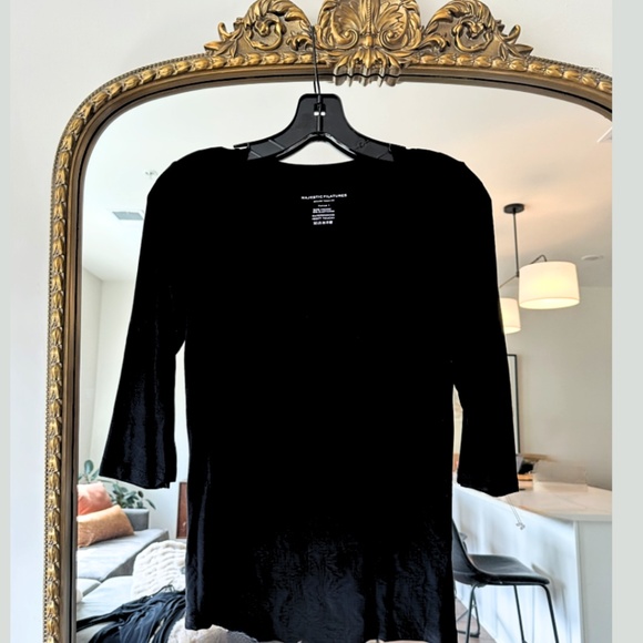 NEW- French Company Majestic Filatures Soft Touch 3/4-Sleeve Scoop Neck Shirt - Picture 4 of 11